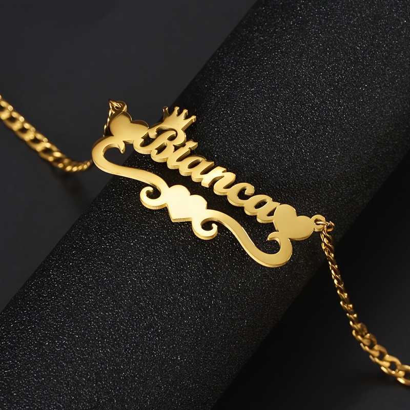 Men's Custom Name Cuban Chain Bracelet with Heart Charm